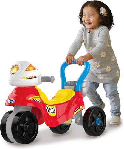 VTech 3-In-1 Ride with Me Motorbike, Baby Walker for Toddlers, Interactive Toy for Sensory Play, Educational Learning Games with Music, Ride On Toys for Role-Play, Suitable for 12 Months +