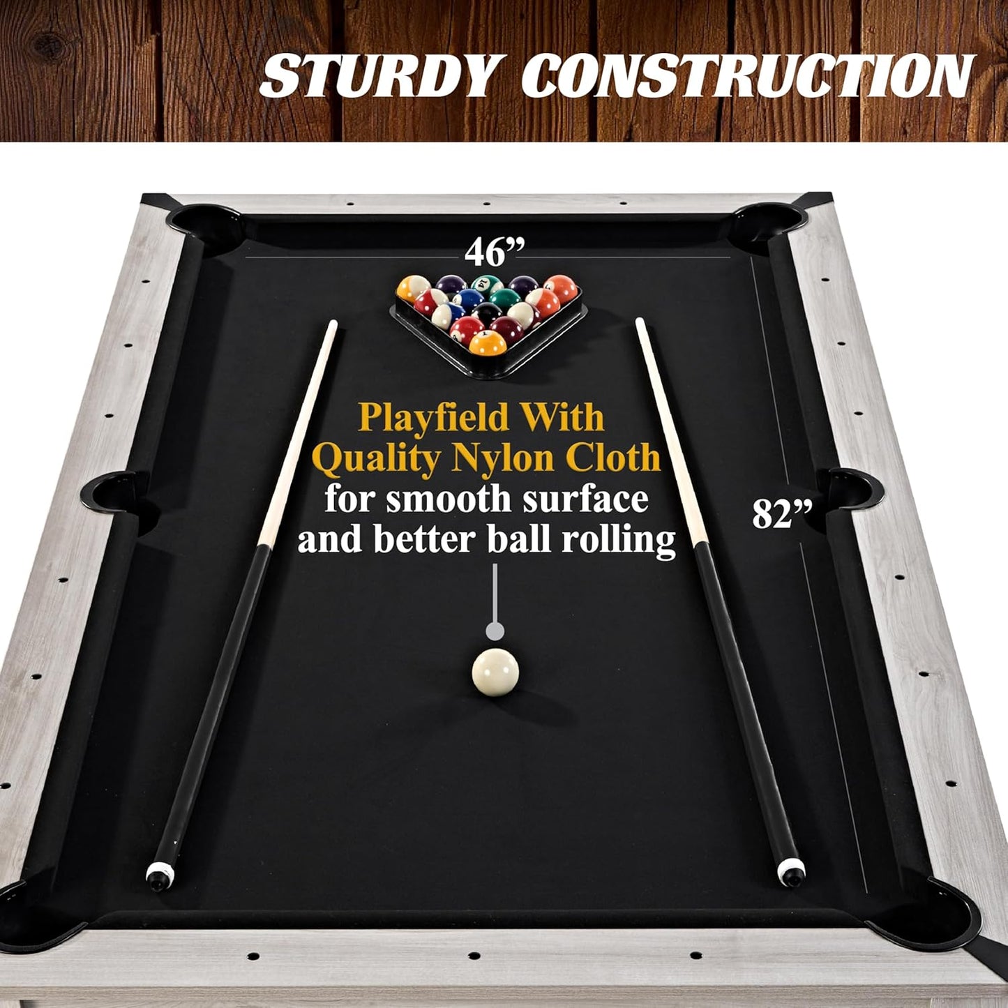7ft 3-in-1 Convertible Multifunction Billiard Pool Table with Dining Top&Ping Pong Top with Two Benches