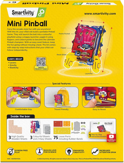Smartivity DIY Pocket Pinball Handheld Arcade Game Kit for Kids 6+ Years, STEM Building Toy, Screen Free Indoor Game, Birthday Gift for Boys and Girls