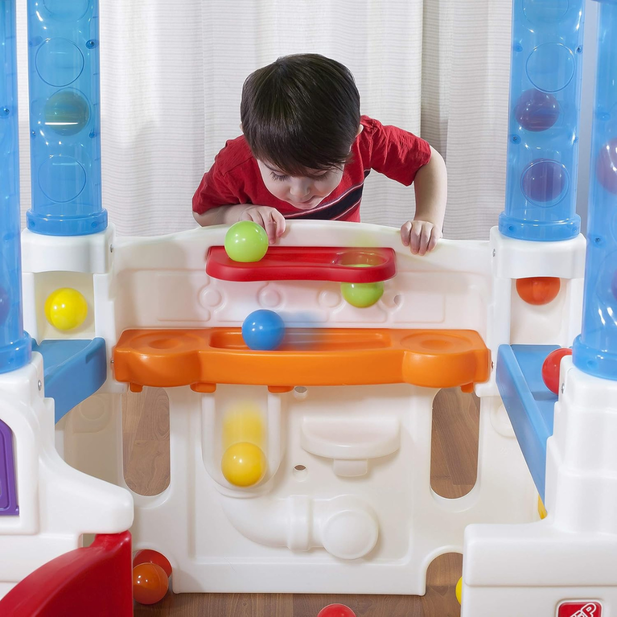 Step2 WonderBall Fun House Playhouse 853900, Kids Indoor & Outdoor Playhouse with Ball Maze, Flipper Game, Dutch Door & 20 Play Balls, Multi-Colour, Ages 18M+