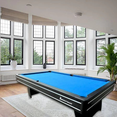 8ft Billiard Table Black Finishing in Wooden Base Slate with Ball Return System