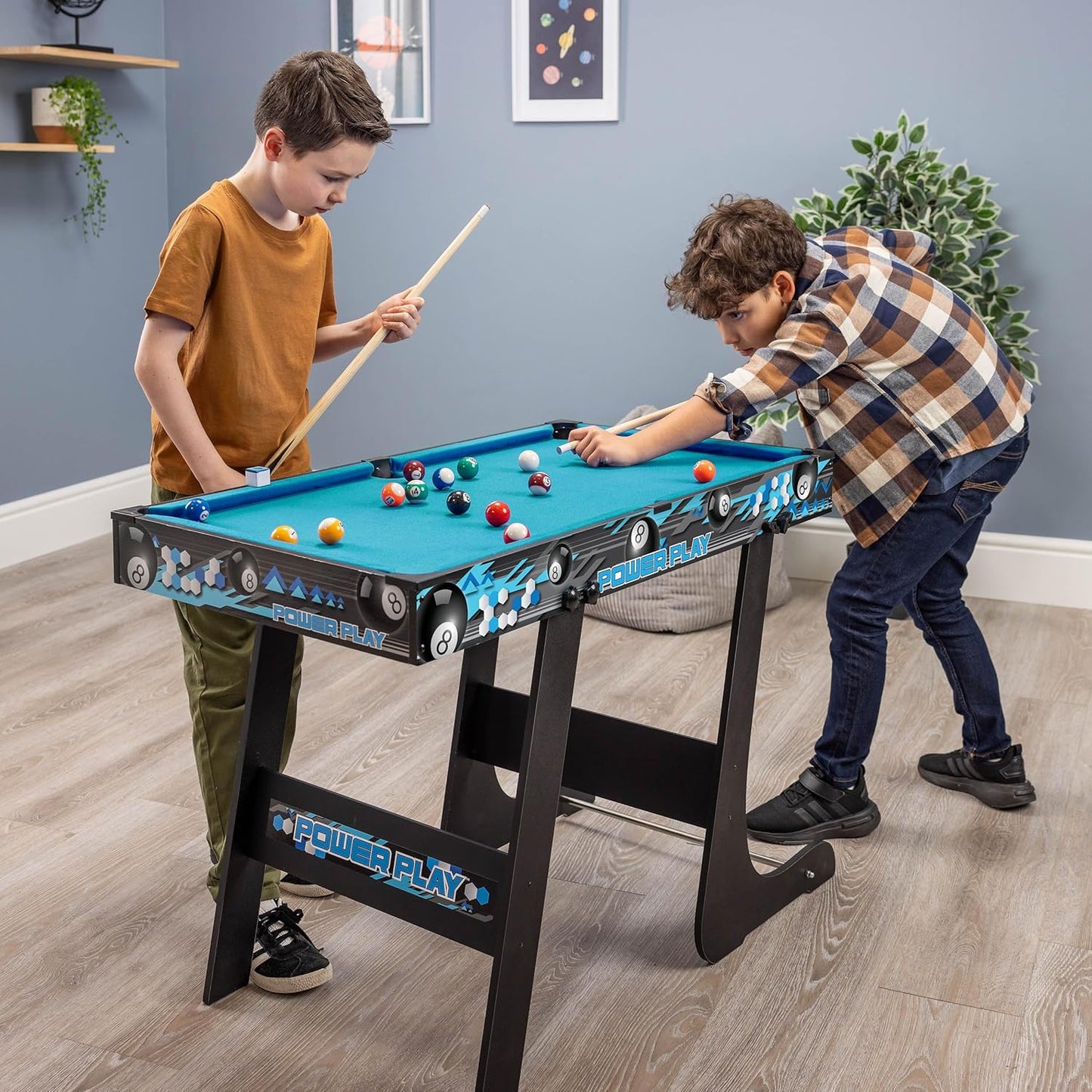 Powerplay 3ft Folding Pool Table Game, Mini Pool Table for Kids and Adults, Compact Wooden Snooker Table, Portable Design with Easy Storage, Indoor Game Table for Boys and Girls 5 Years+