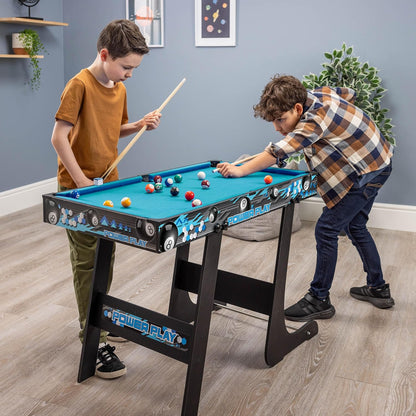 Powerplay 3ft Folding Pool Table Game, Mini Pool Table for Kids and Adults, Compact Wooden Snooker Table, Portable Design with Easy Storage, Indoor Game Table for Boys and Girls 5 Years+