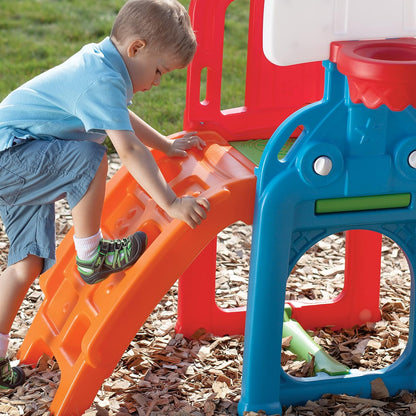 Step2 Game Time Sports Climber, Outdoor Playset with Slide Basketball Hoop and Soccer Goal, Active Fun Toy for Kids Boys and Girls Age 2 to 6, Durable Plastic Multicolor Backyard Activity Center