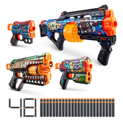 X-Shot Skins Mix Combo Pack, Last Stand, Griefer, Flux & Menace Blasters, 3 Toy Guns, 48 Darts, Kids, Teens & Adults, Outdoor Action & Target Games, Gift for Boys & Girls Ages 8+