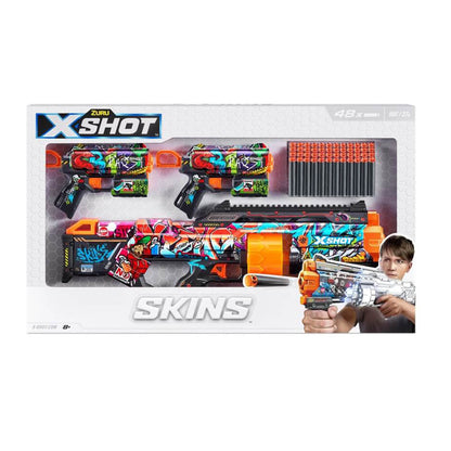 X-Shot Skins Mix Combo Pack, Last Stand, Griefer, Flux & Menace Blasters, 3 Toy Guns, 48 Darts, Kids, Teens & Adults, Outdoor Action & Target Games, Gift for Boys & Girls Ages 8+