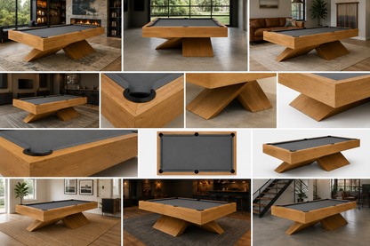 X Billiard Table in Solid Maple Wood | Luxury Modern Pool Table