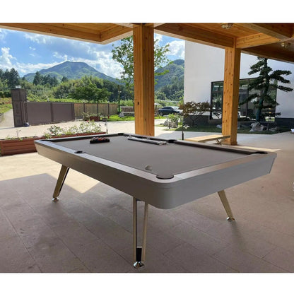 8-ft 3 IN 1 Professional Billiard Pool Tables with Full Accessory Pool Table with Table Tennis Top - White with Grey Felt