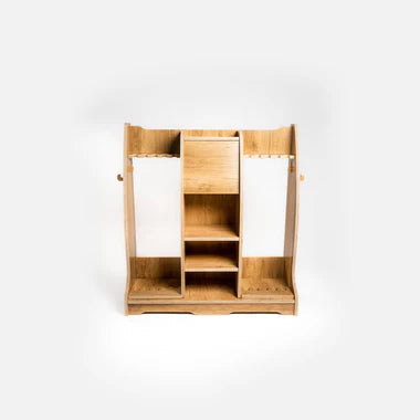 COOLBABY Elegant Wooden Cue Rack with Shelves and Hooks – Holds Up to 10 Cues/Bats