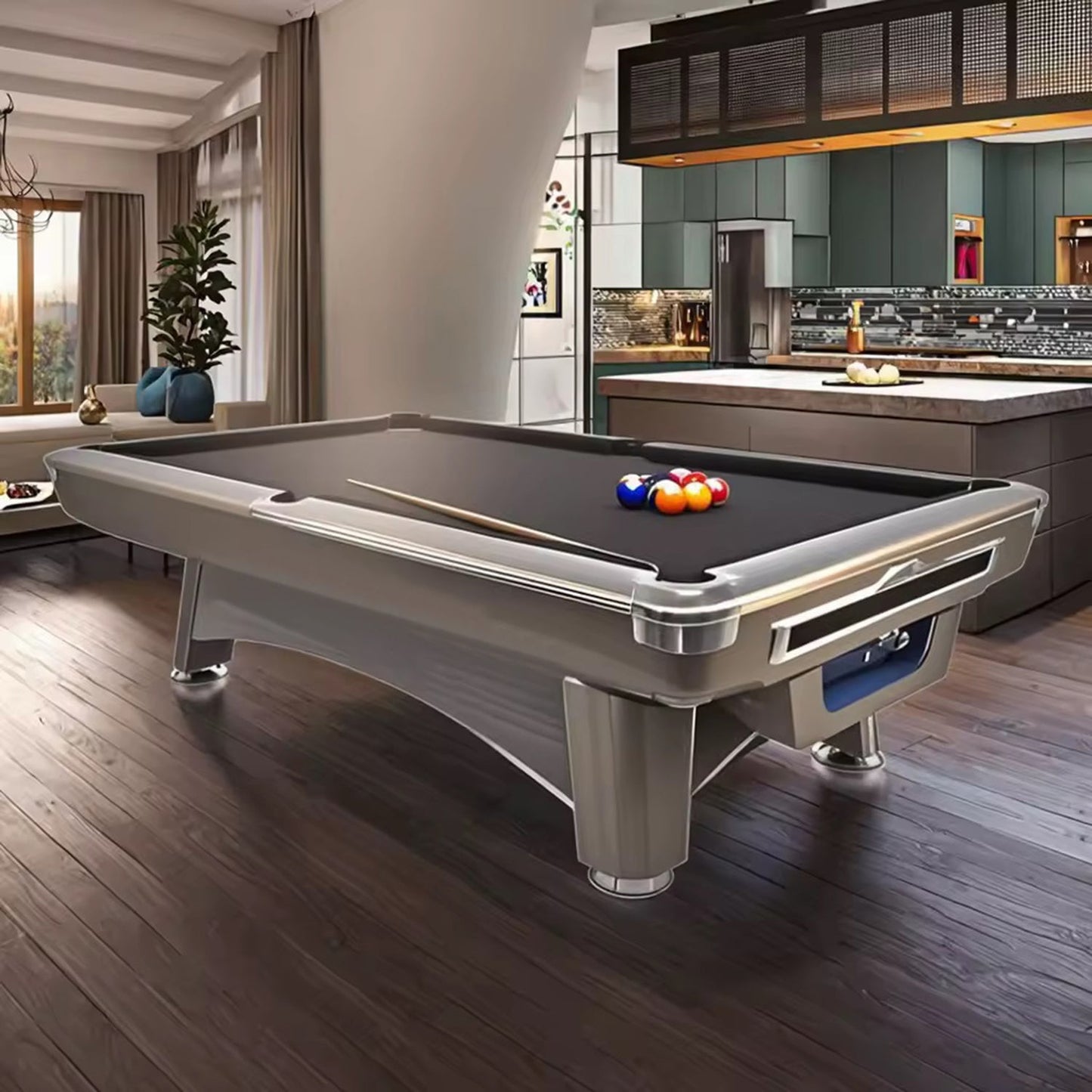 9-6-2G Billiard table, Natural Slate Solid Wood Billiards Tables 9FT Pool Table