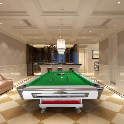 9FT pool club billiard table - stone slate with natural slate felt - GREEN
