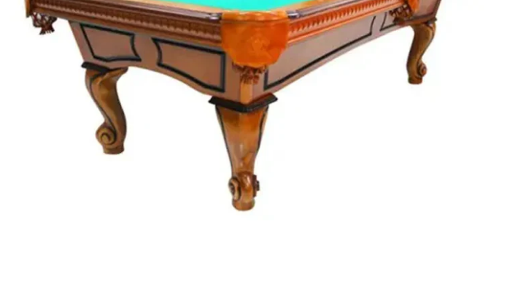8 Ft Billiard Table, Premium Model - Light Brown With Green Cloth