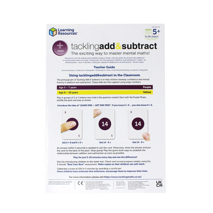 Learning Resources Tackling Add and Subtract Class Set, Maths Card Game for Building Mental Maths Fluency, Includes 10 Decks and Teacher Guide, Ages 5+