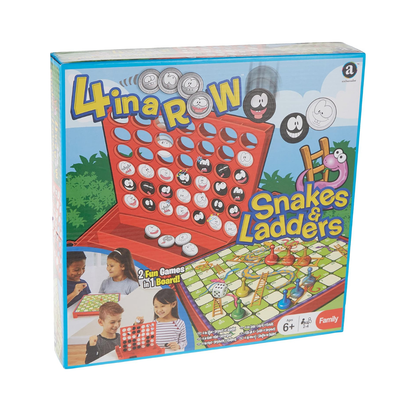 Snakes & Ladders and 4-in-a-Row Game Bundle, Board Game Set for Kids, Ages 4+