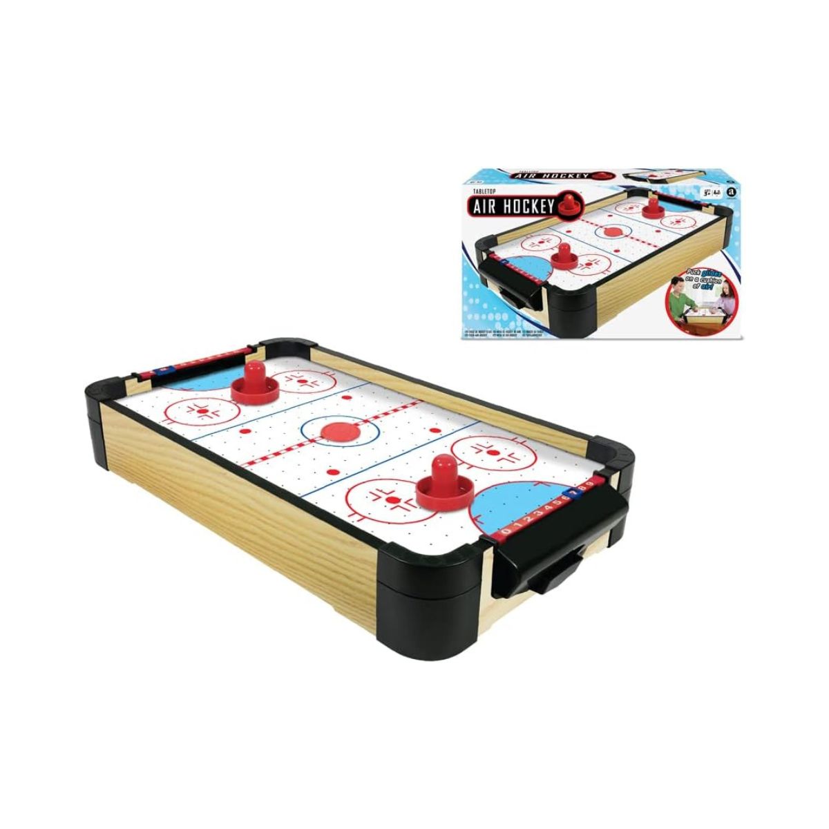 Ambassador 16 Inch Tabletop Air Hockey Game for Kids 3+ Years, Portable Mini Air Hockey Table, 2 Player Arcade Style Game