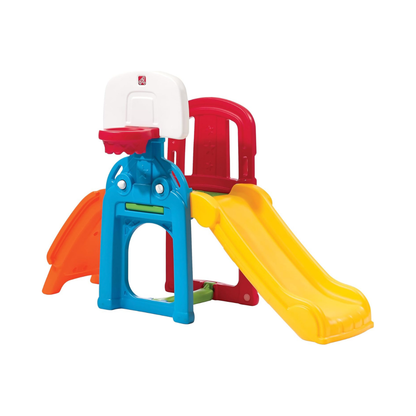 Step2 Game Time Sports Climber, Outdoor Playset with Slide Basketball Hoop and Soccer Goal, Active Fun Toy for Kids Boys and Girls Age 2 to 6, Durable Plastic Multicolor Backyard Activity Center