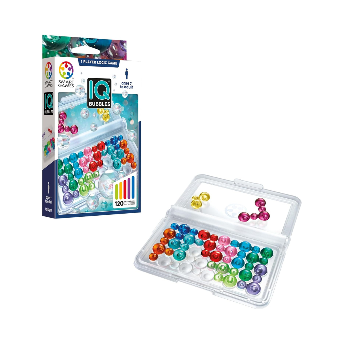 IQ Bubbles Logic Puzzle Brain Game for Boys and Girls Ages 7 Years and Up Portable Travel Game with 120 Challenges for Kids Teens and Adults