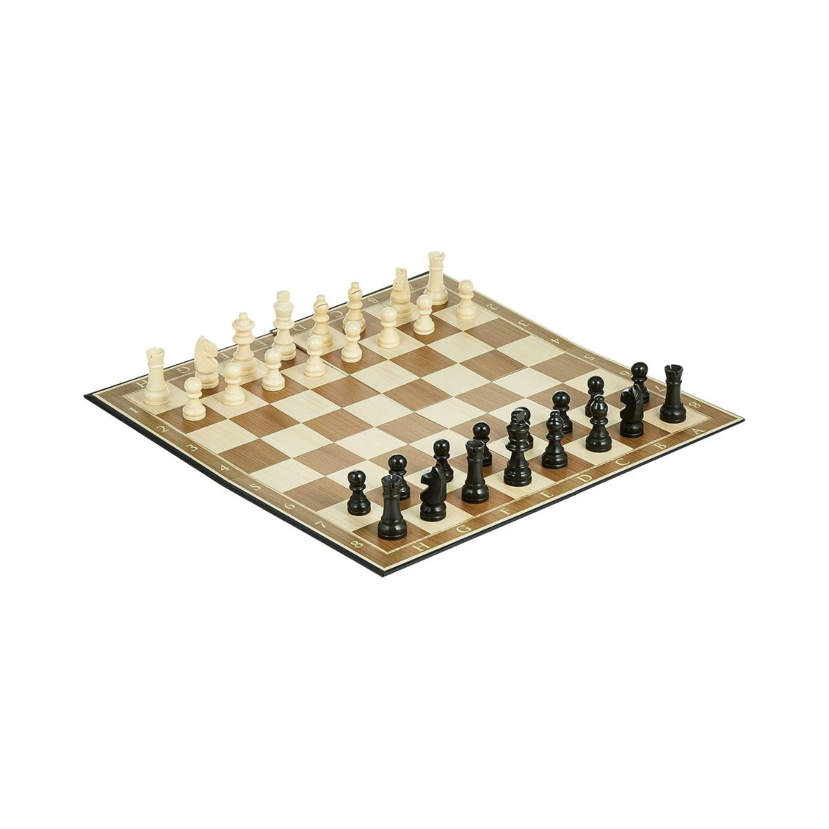 Merchant Ambassador Classic Wood Chess Board Game, Foldable Wooden Pieces, Travel Friendly, Monochrome, 6+ Years