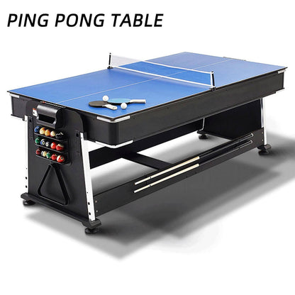 COOLBABY 4 in 1 DGMT-3005 7ft Blue Pool Table Billiard + Air Hockey + Tennis Table
