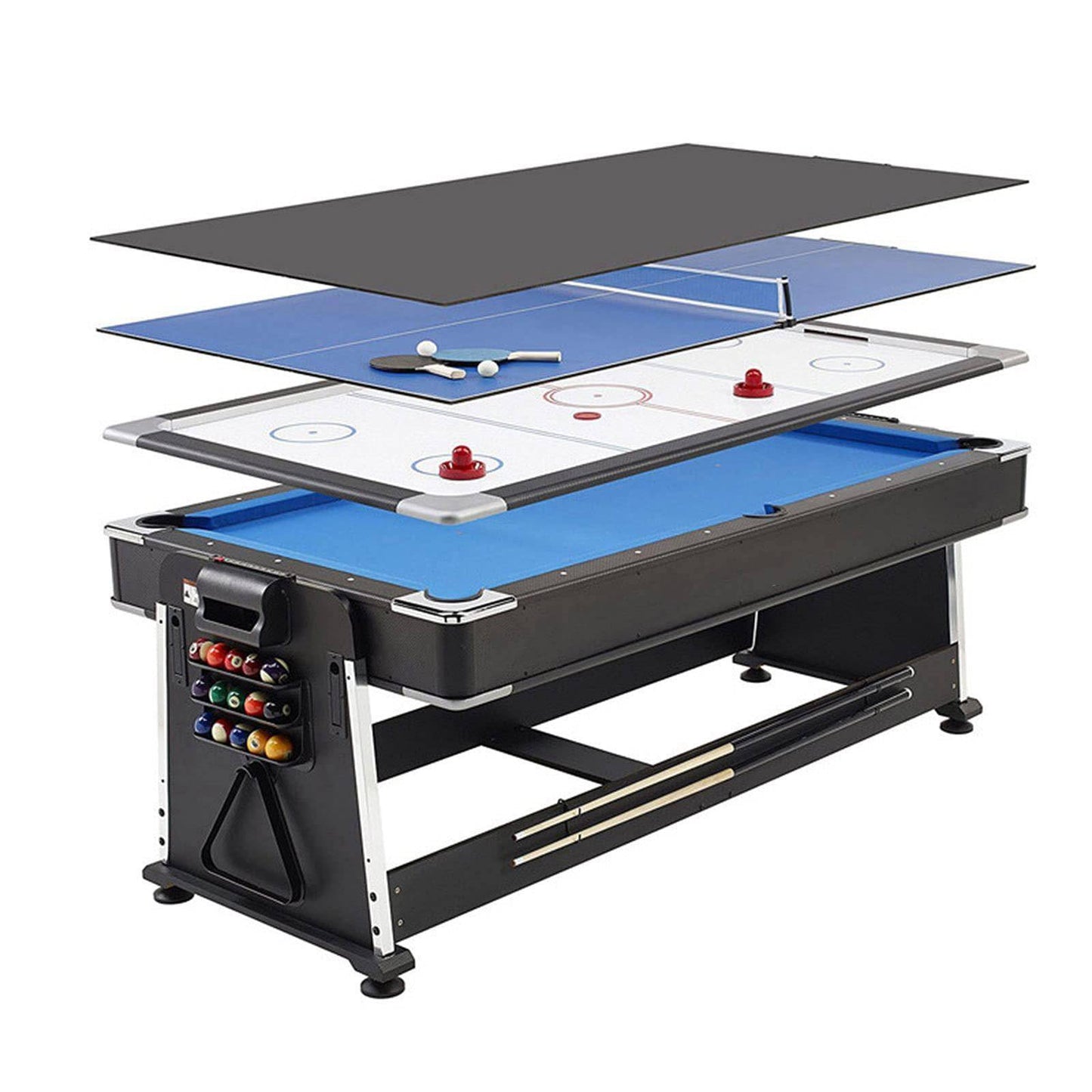 COOLBABY 4 in 1 DGMT-3005 7ft Blue Pool Table Billiard + Air Hockey + Tennis Table