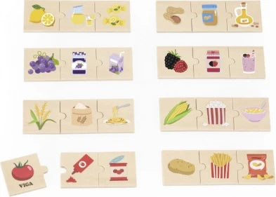 Viga Connecting Game, Food, Farm to Table, 24 Piece Mix & Match Puzzle, Montessori Wooden Toy, Develops Sensory, Cognitive & Fine Motor Skills, Non-Toxic & Eco-friendly Kids Educational Toy, 18M+