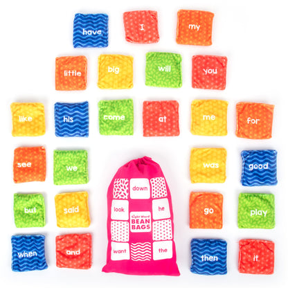 Learning Resources Sight Word Bean Bags, Active Phonics Game for Kids, 25 Double-Sided Bean Bags with 50 Sight Words, Tactile Learning Toy for Vocabulary, Reading Fluency, and Motor Skills, Ages 3+