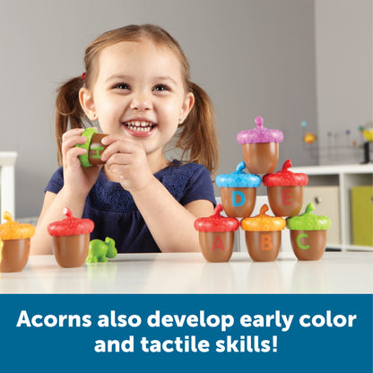 Learning Resources Alphabet Acorns Activity Set, Early Literacy and Phonics Toy for Kids Aged 3 and Up, 26 Two-Piece Acorns with Matching Counters, Preschool Letter Recognition Game