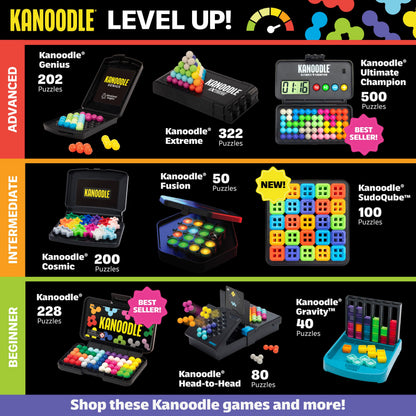 Learning Resources Kanoodle Brain Teaser Puzzle Game, 200 Logic Challenges for Kids and Adults, 2D and 3D Solo Game with Puzzle Pieces, Booklet, and Case, STEM Toy for Ages 7+