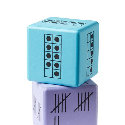 Learning Resources Multiple Representation Dice, Set of 16 Foam Dice with Ten Frames, Base Ten, Tally Numbers, and Numerals for Building Number Sense, Ages 5+