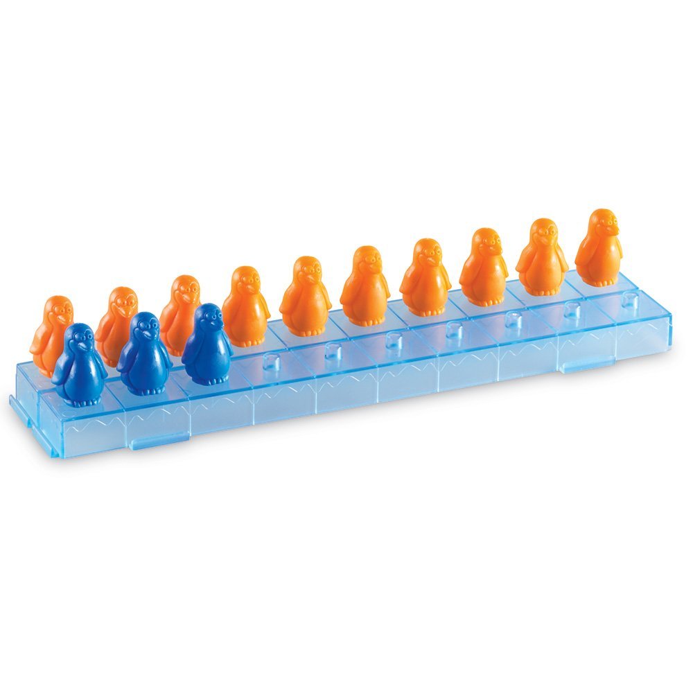 Learning Resources Penguins on Ice Math Activity Set, Hands-On Counting and Sorting Game for Kids, Includes 100 Colourful Penguin Counters and 10 Ice Bars