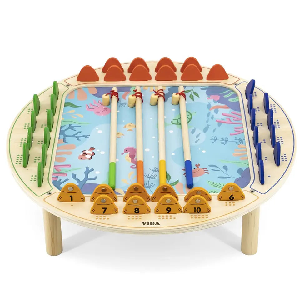 Viga Magnetic Wooden Fishing Game, Montessori Educational Toy, Develops Hand-Eye Coordination, Number Recognition & Motor Skills, Eco-Friendly & Non-Toxic, for Boys & Girls Ages 2+