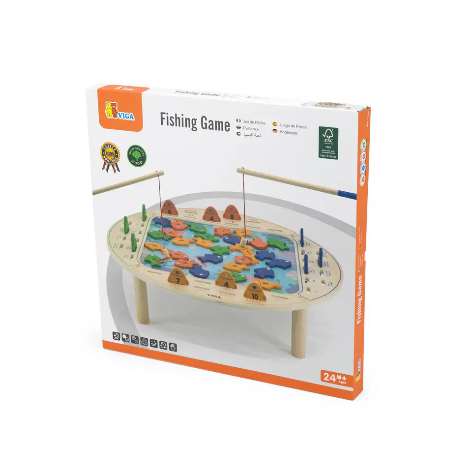 Viga Magnetic Wooden Fishing Game, Montessori Educational Toy, Develops Hand-Eye Coordination, Number Recognition & Motor Skills, Eco-Friendly & Non-Toxic, for Boys & Girls Ages 2+