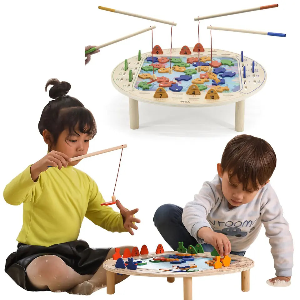 Viga Magnetic Wooden Fishing Game, Montessori Educational Toy, Develops Hand-Eye Coordination, Number Recognition & Motor Skills, Eco-Friendly & Non-Toxic, for Boys & Girls Ages 2+
